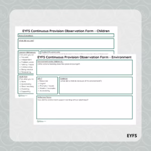EYFS Continuous Provision Observation Forms