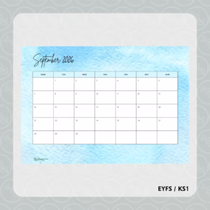 2026-2027 Monthly Calendar - Blue Watercolour
