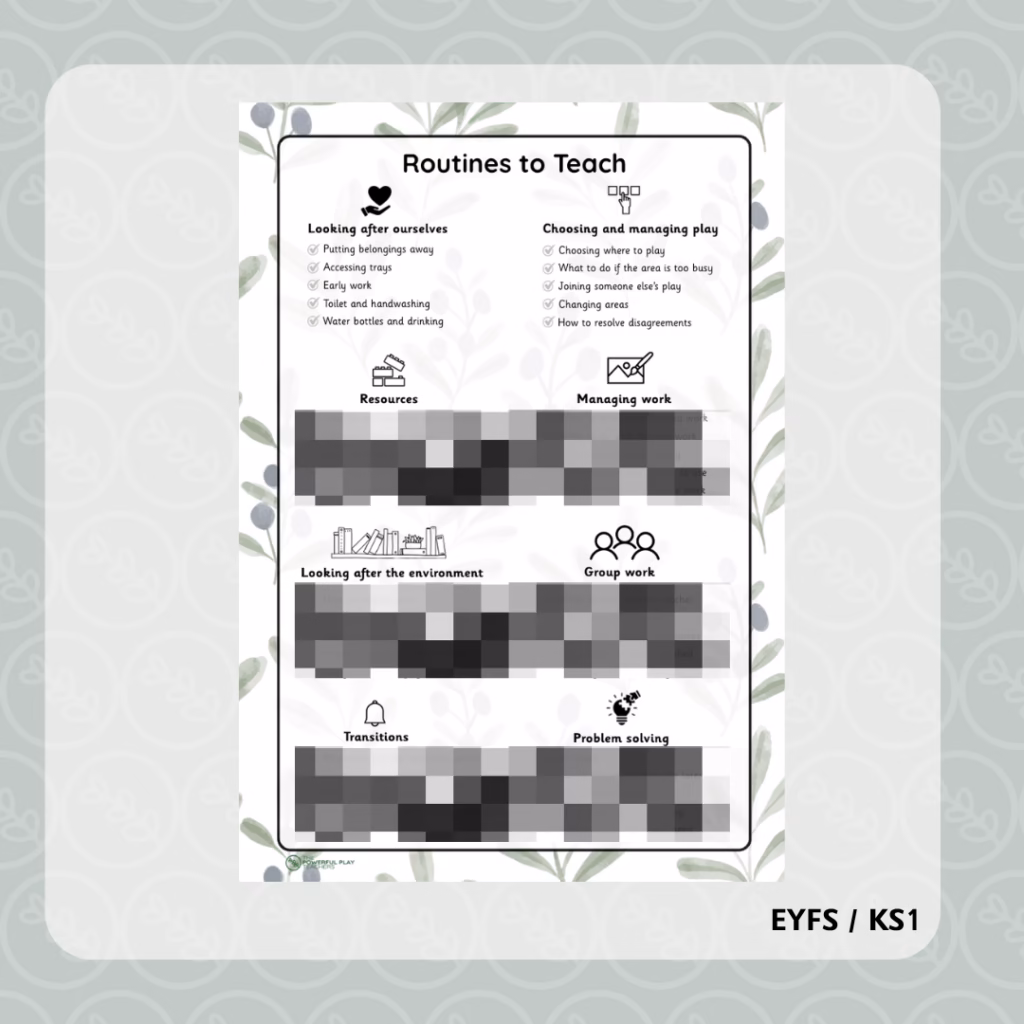 Routines to Teach in Continuous Provision Checklist
