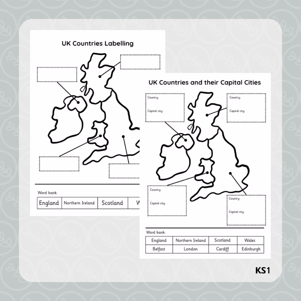 UK Countries and Capital Cities Labelling
