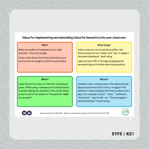 Implementing and Embedding Colourful Semantics into Your Classroom
