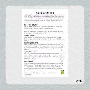 Read Write Inc Parent Information Sheet