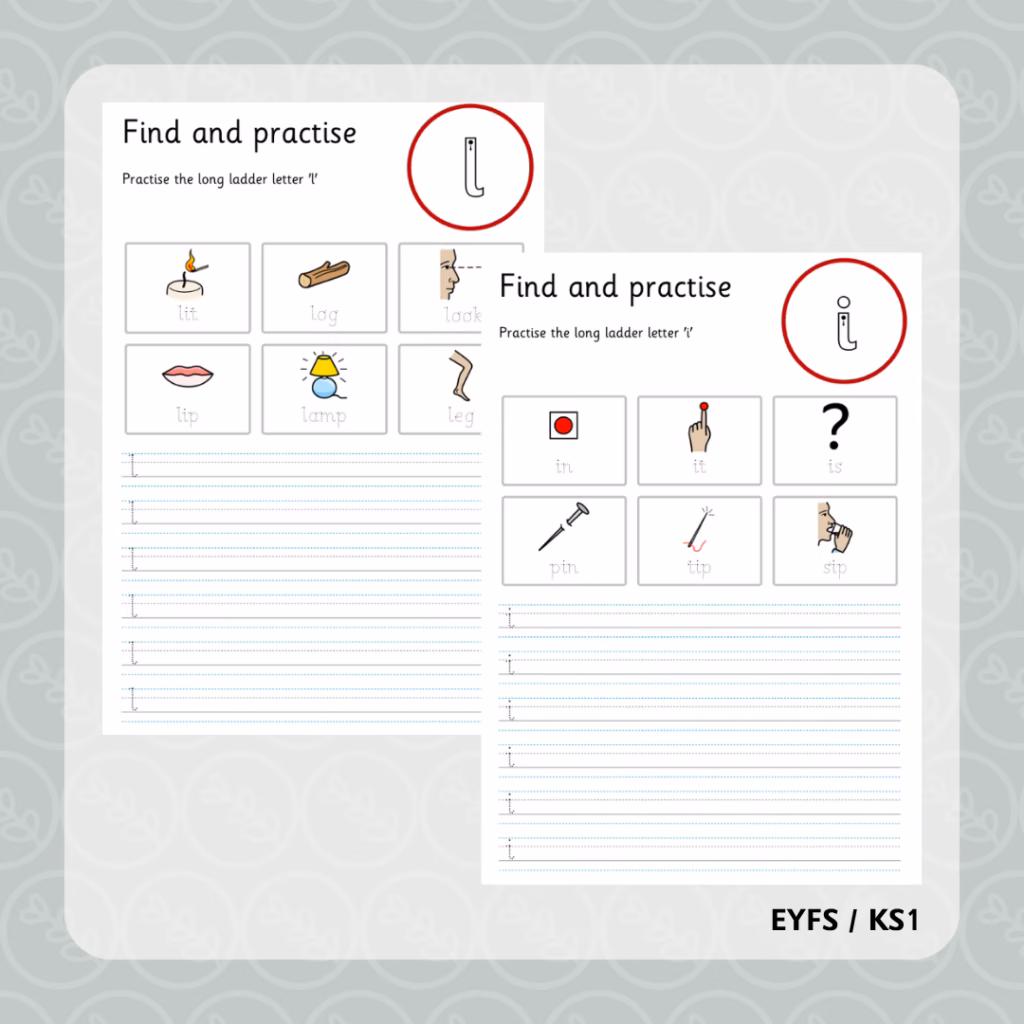 Long Ladder Letter Formation Tracing Sheets