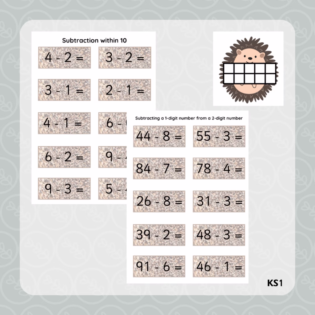 Hedgehog Themed Subtraction