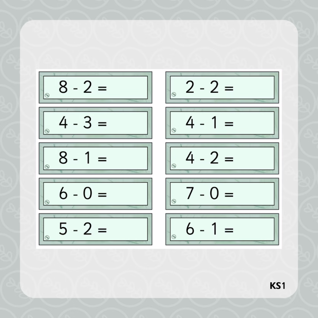 Subtraction Number Sentences Within 10