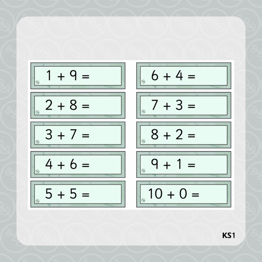 Number Bonds to 10 Addition Sentences