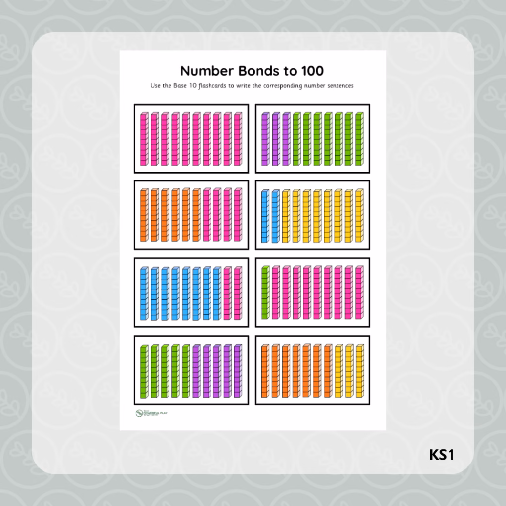 Number Bonds to 100 Base 10 Flashcards